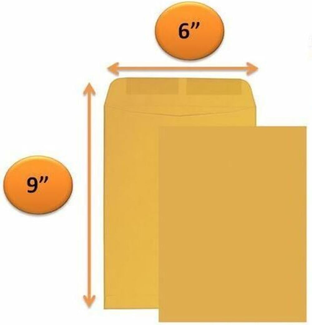 Catalog Envelopes (Open End), Brown Kraft, 28 Pound. 500 Per Pack. (Gummed, 6"x9")