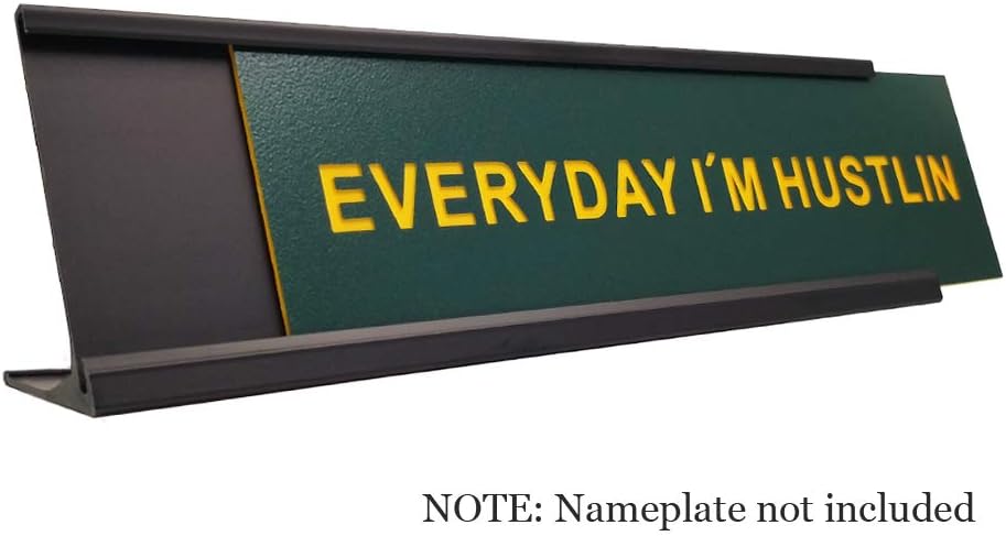 2" x 8"Aluminum Desk Name Plate Holder, Office Business Desk Sign Holder Desktop-5 Pack (Black)