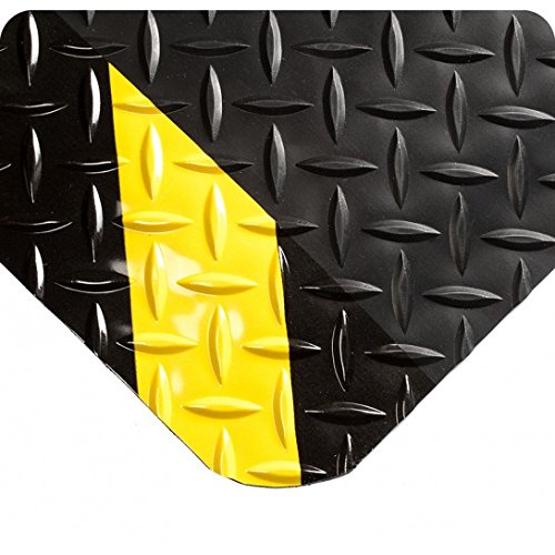Wearwell 414.1516x3x25CHV Diamond-Plate SpongeCote UltraSoft Mat, 25' Length x 3' Width x 15/16" Thick, Black with Chevron