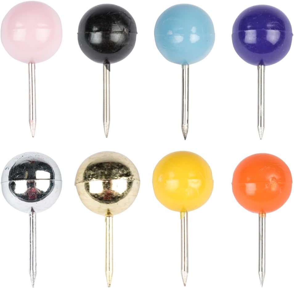 JAM PAPER Colorful Push Pins - Round Head Thumb Tacks - Assorted Color Pushpins - 8 Packs of 100