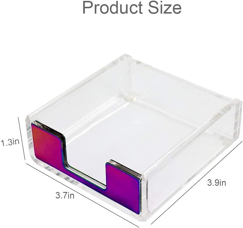 MultiBey Sticky Notes Memo Pad Holder Dispenser Rose Gold with Clear Desk Supplies Organizer Accessories for Office Home Schools (Colorful)