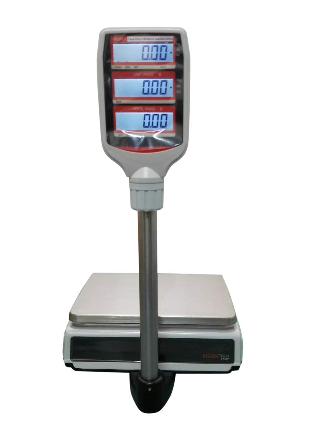 VisionTechShop TVP-60P Price Computing Scale with Pole Display, Lb/Oz/Kg, 60lb Capacity, 0.01lb Readability, NTEP Legal for Trade COC #19-038, NSF Certified