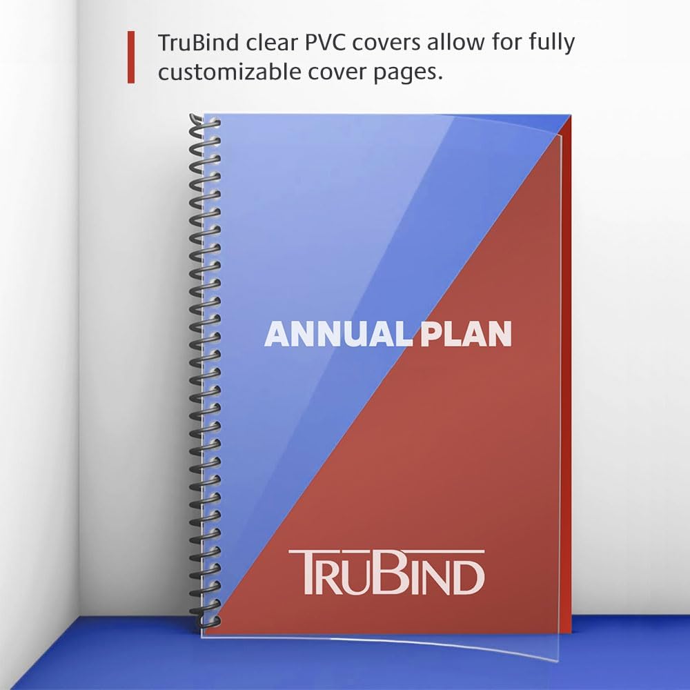 TruBind Binding Covers for Reports and Presentations - Crystal Clear PVC - 10 Mil Thick - Letter Size - 8 1/2 inch x 11 inch - Square Corners - No Tissue Interleaving - 100/Bx (CVR-10ASN)