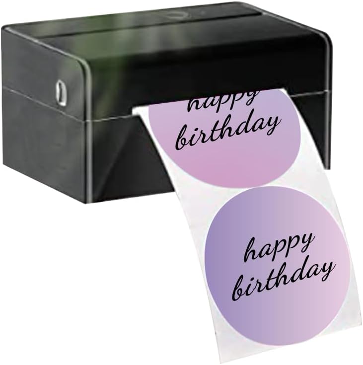 1.5 Inch Purple Round Thermal Sticker Labels, Self-Adhesive Circle Direct Thermal, Multi-Purpose Roll for DIY Logo Design With Perforation Line (500 Labels, 1 Roll)