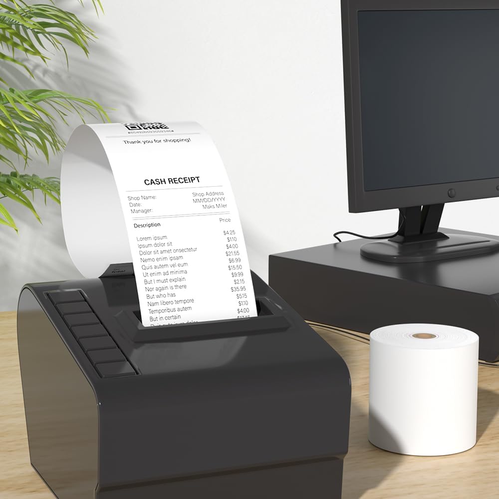15 Rolls 3 1/8 x 230 Thermal Paper Receipt Rolls 55 GSM Premium Quality Thick paper For POS Cash Register BPA Free-Methdic