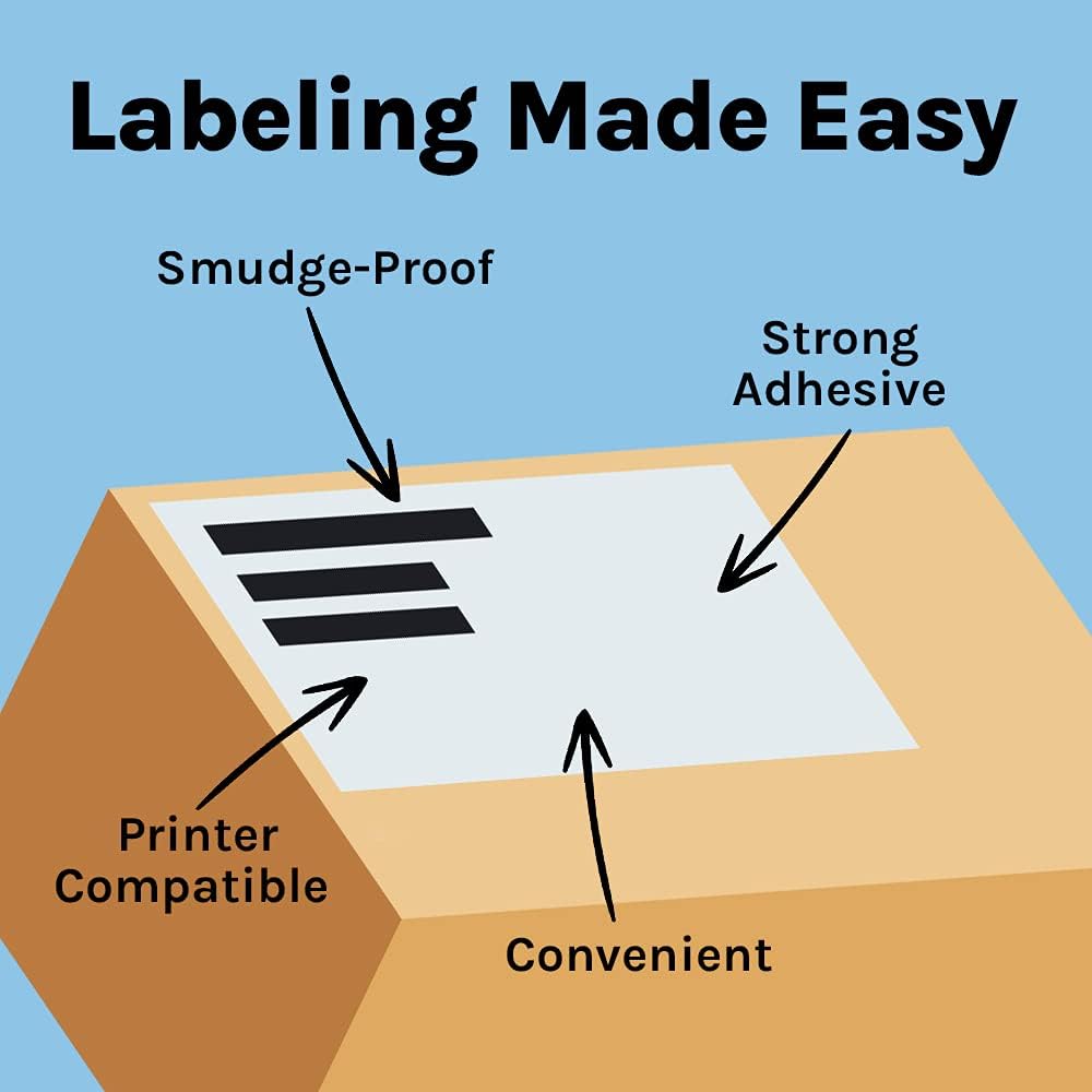 Premium Label Supply White Sticker Half Sheet Labels – 8.5" x 5.5" – Laser/Inkjet Compatible – (2 per Sheet), 300 Sheets - 600 Total Adhesive Labels