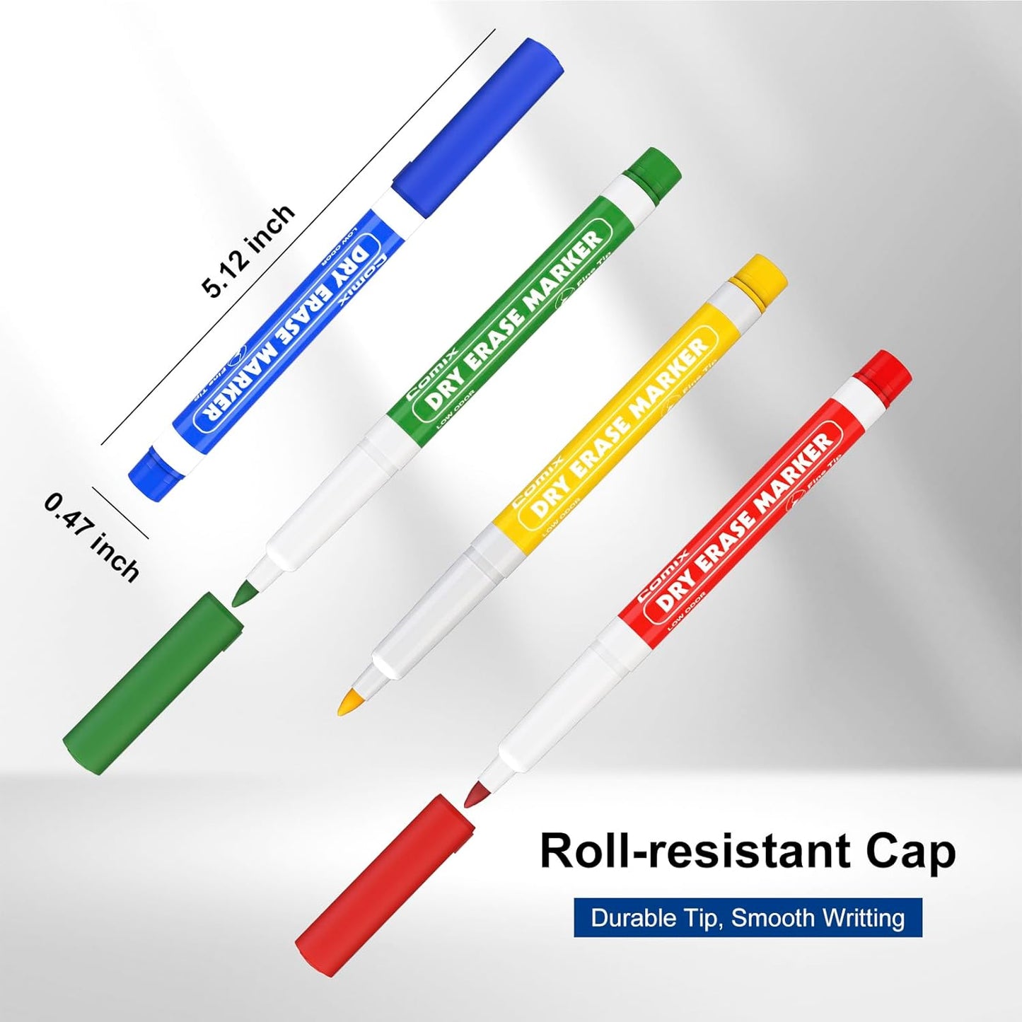 Comix Low Odor Dry Erase Markers, Fine Tip Whiteboard Markers, 36 Bulk 12 Assorted Colors Markers for Kids Teachers Office & School Supplies