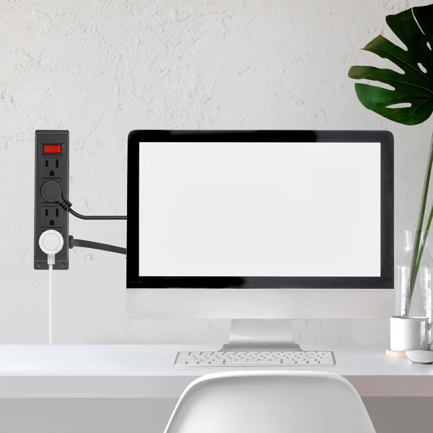Wall Mount Power Outlet Strip, 4 Outlet Mountable Power Strip with Switch, Under Desk Power Strip Connect with 6ft Cord Mount Under Desk, Workbench, Nightstand, Dresser, Table.(Black)