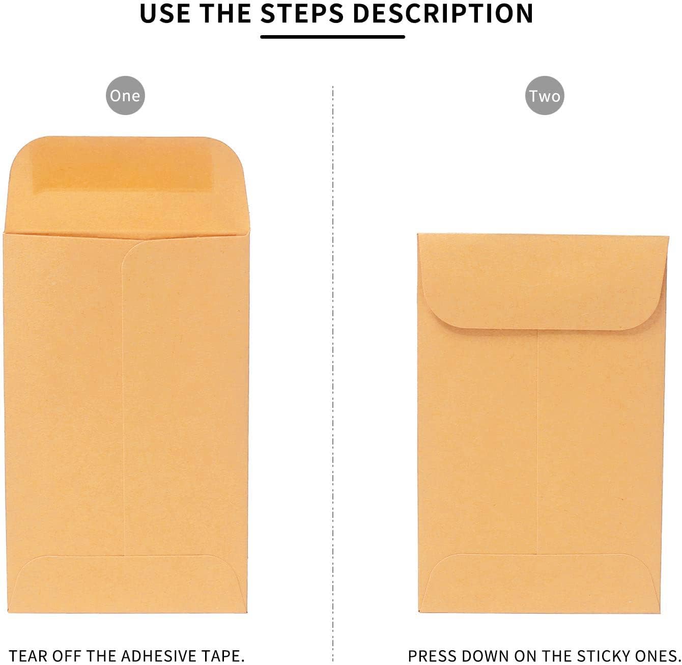 500 PCS #3 Coin Envelopes, 2-1/2” x 4-1/4” inches Brown Kraft Envelopes Classic Small Parts Envelopes with Self Adhesive Gummed Flap for Coins, Cash, Credit Cards, Seeds