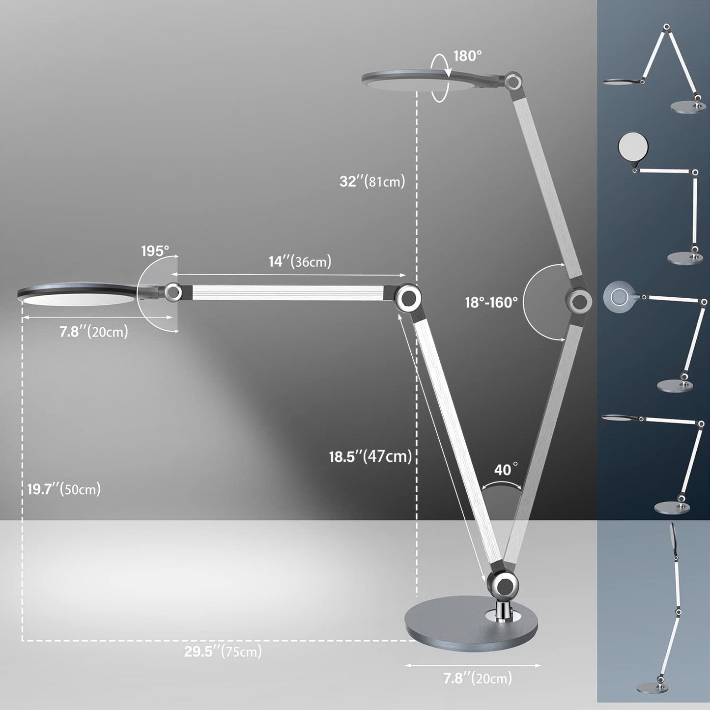 Desk Lamp,Led Architect Desk Lamp,Desk Lamps for Home Office,Table lamp with Wireless Charger & Adjustable Swing Arm,Touch Control, 3 Lighting Mode,5 Brightness,Eye-Caring Office Lamp