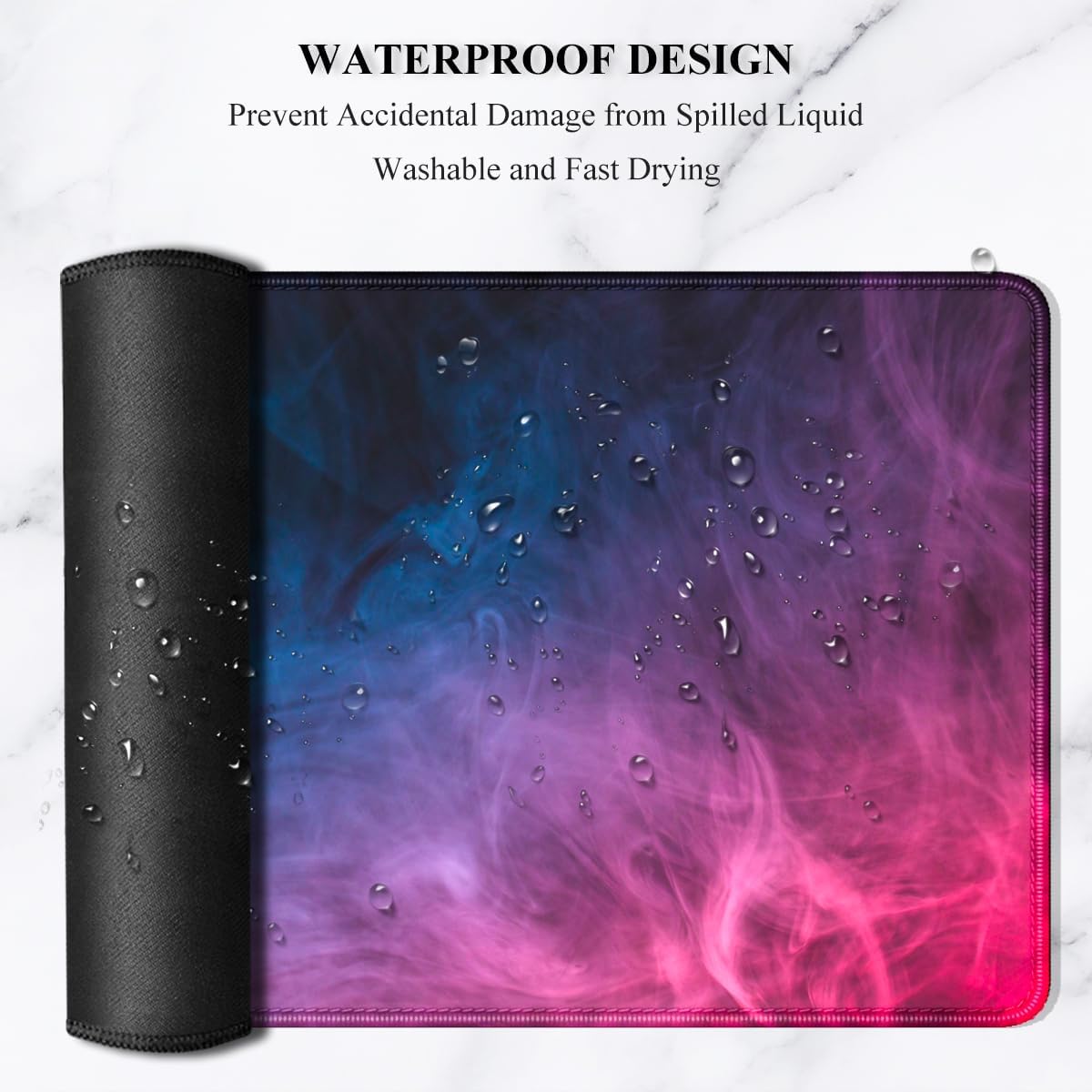 Auhoahsil Large Mouse Pad, XXL Gaming Mousepad, Desk Mat for Desktop, Thick Rubber, Big & Long Size, Stitched Edges, Full Desk Pad for Laptop & Computer, Extended 31.5 x 11.8 in, Colorful Smoke