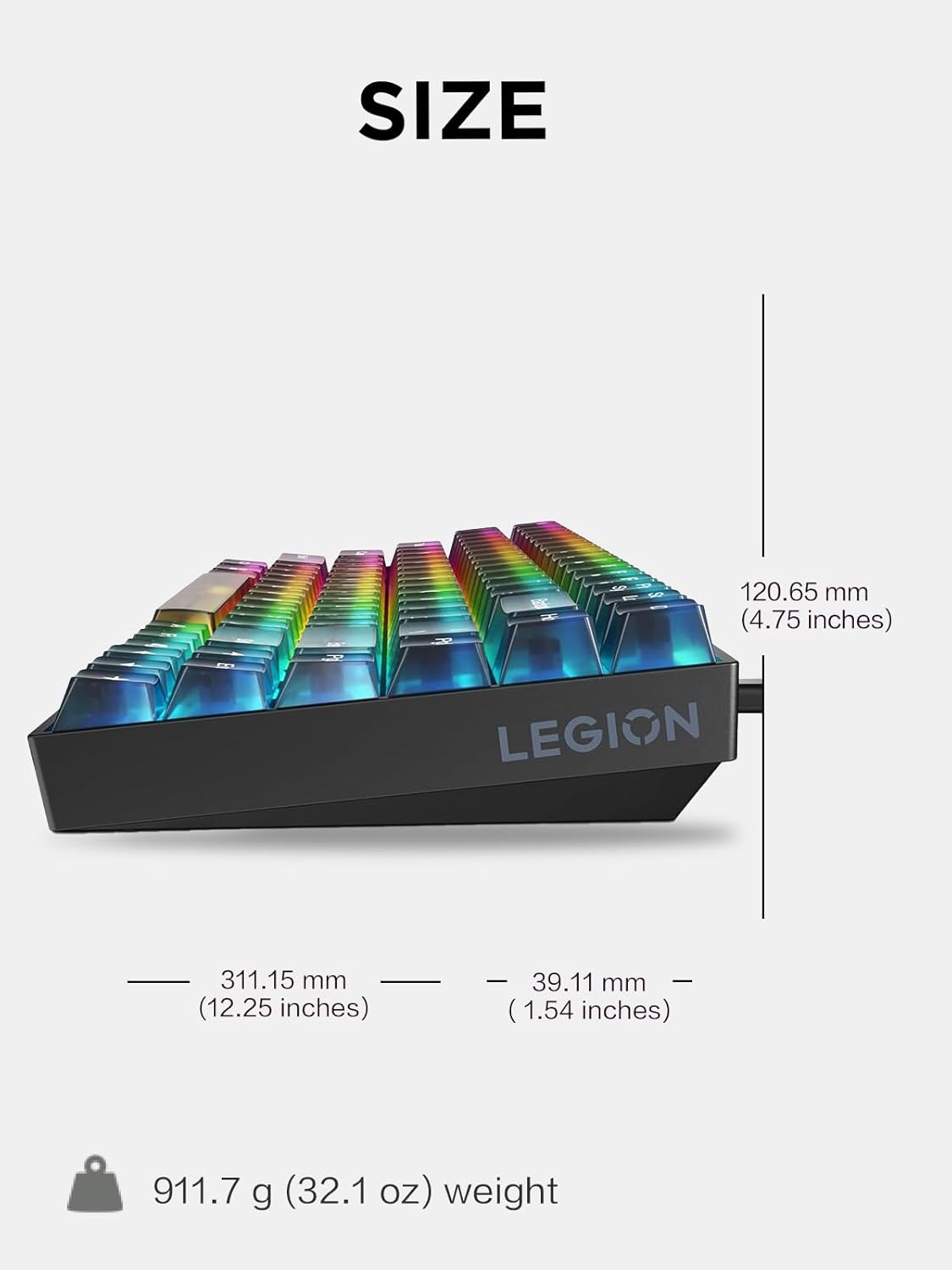 Lenovo Legion K510 Mini Pro Wired Mechanical Gaming Keyboard - 75% Compact Design, RGB Illumination, Hot-Swappable Mechanical Switches, Programable Keys