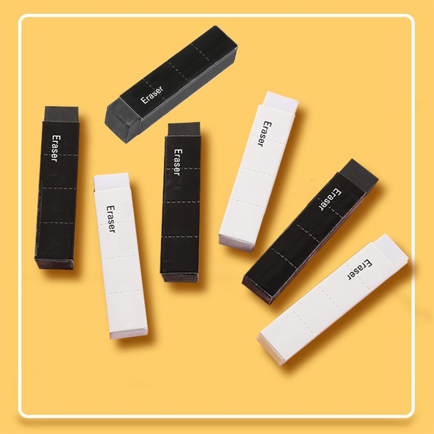 White and Black Erasers 7 Pack Pencil Erasers Cuboid Erasers for Kids Bulk for Students School Supplies Office Prize Gifts (White and Black)
