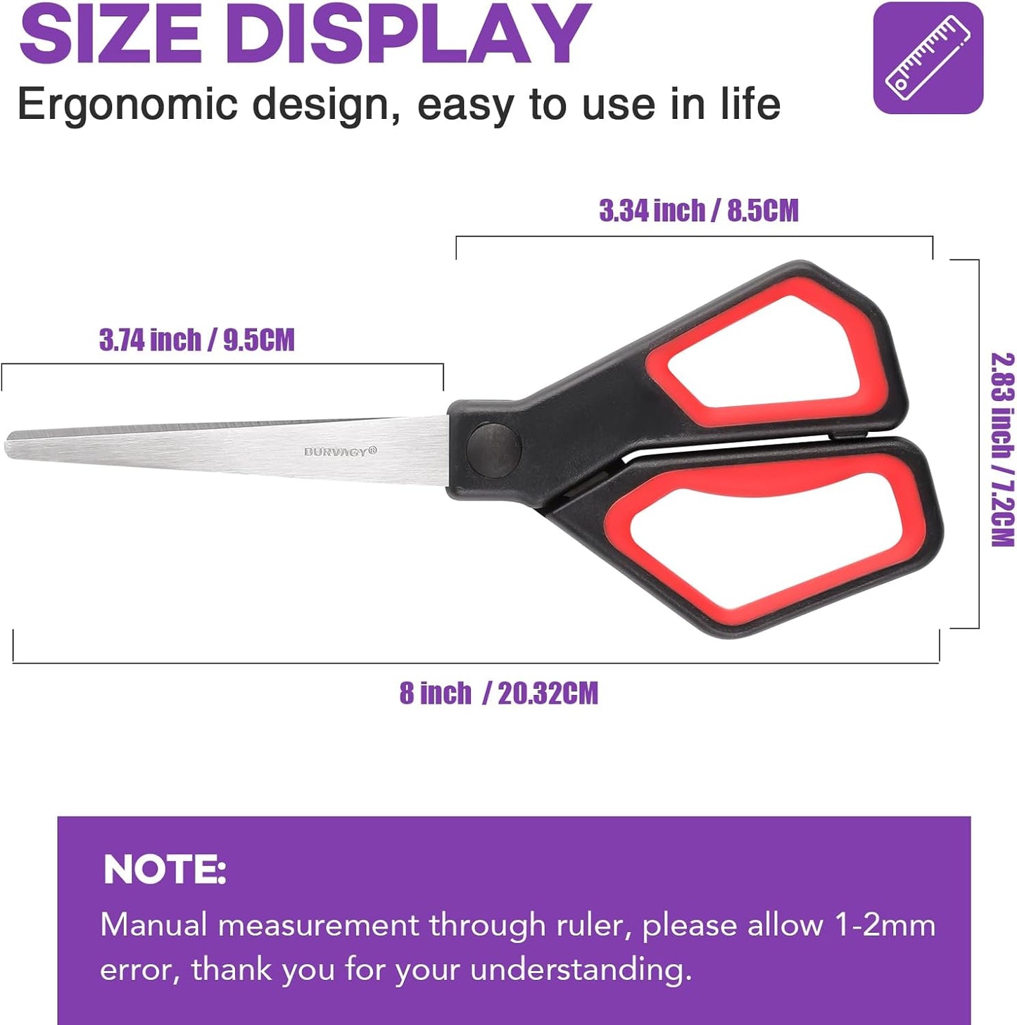 42Pack 8" Scissors All Purpose, Heavy Duty Scissors with Ultra Sharp Blades Comfort Grip Handles - For Office Home School Sewing Fabric Crafts, High/Middle School Student Teacher Scissor