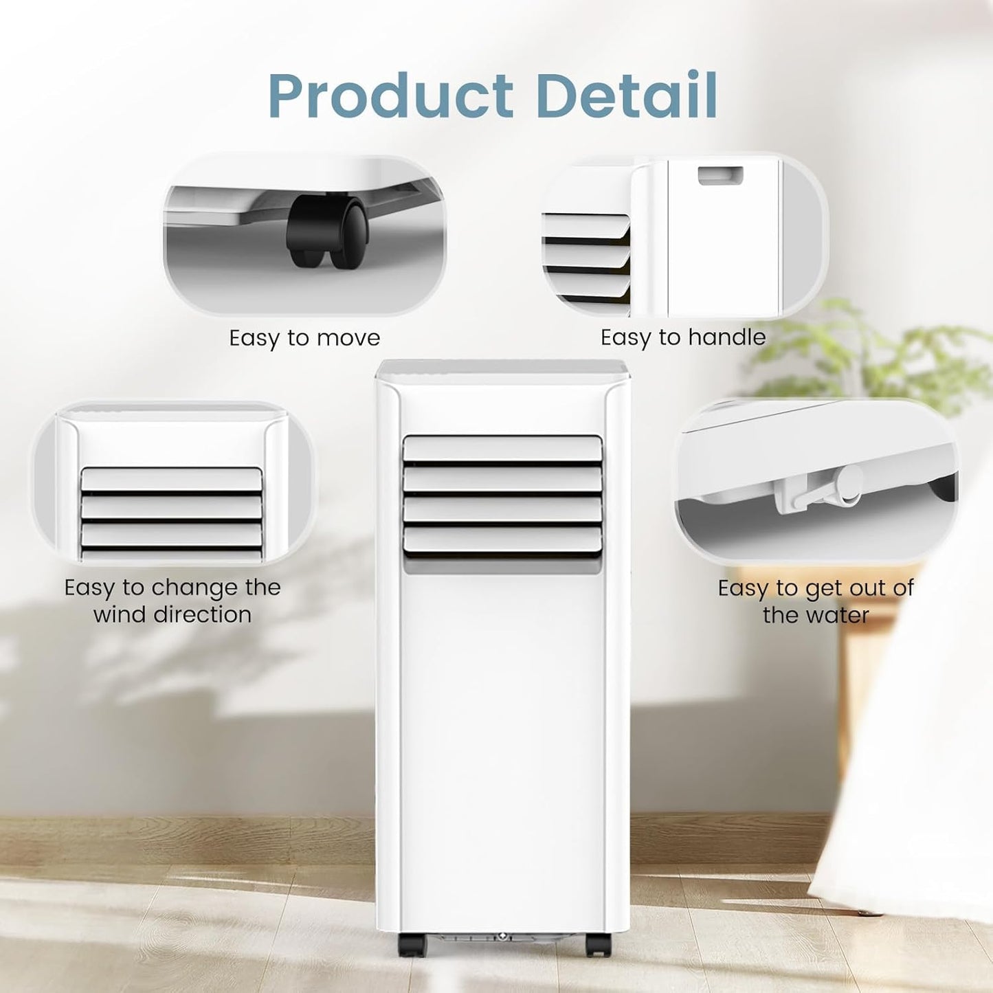 Portable Air Conditioners 10000 BTU with Remote Control, Cools Room up to 400 sq.ft, 3-IN-1 Quiet Portable Ac Unit with Dehumidifier Fan Function, Sleep Mode, 24H Timer, Portable AC Units for Rooms