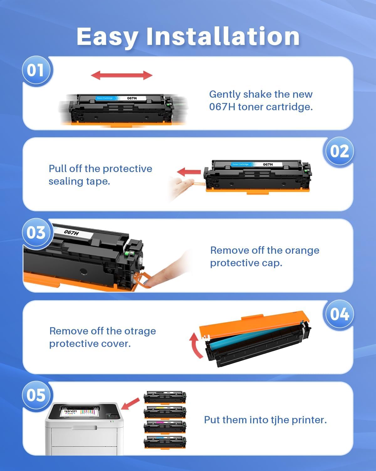 067H Toner Cartridge Set Compatible Replacement for Canon CRG-067H 067 Toner Work with imageCLASS MF654Cdw MF656Cdw MF653Cdw LBP633Cdw LBP632Cdw Printer (4 Pack,BK/C/M/Y)