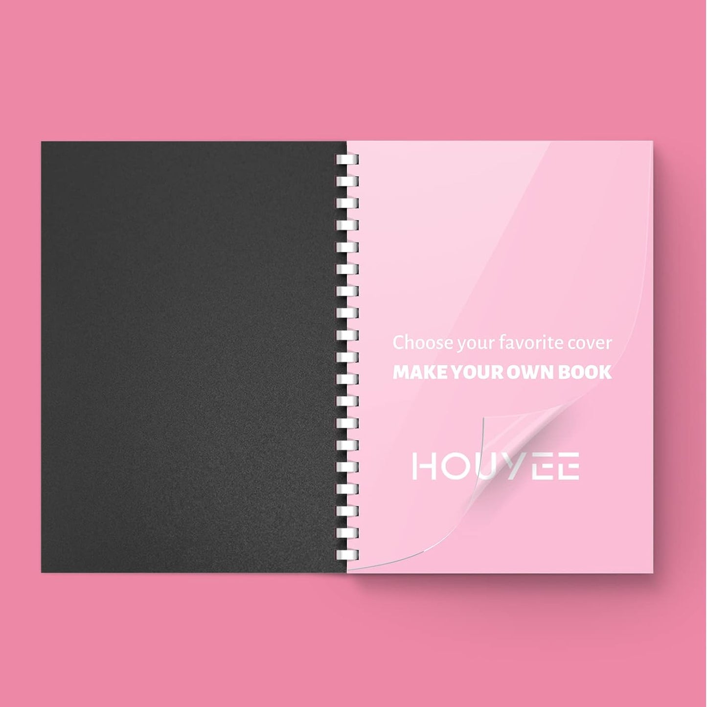 HOUYEE 120 Pack Binding Covers Set, 8.5x11 Inches, Including 60 Pcs 12 Mil Sand Plastic Texture, 60 Pcs 10 Mil Clear Binding Covers