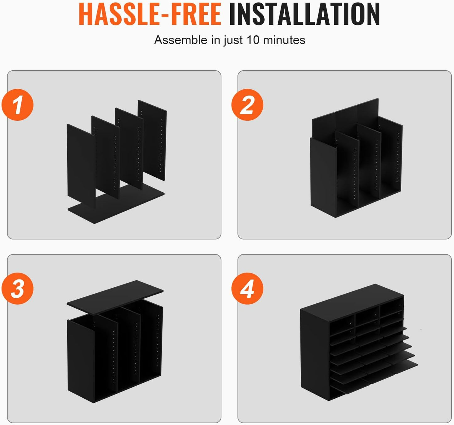 VEVOR Literature Organizers, 24 Compartments Office Mailbox with Adjustable Shelves, Wood Literature Sorter 29x12x24.4 inches for Office, Home, Classroom, Mailrooms Organization, EPA Certified Black