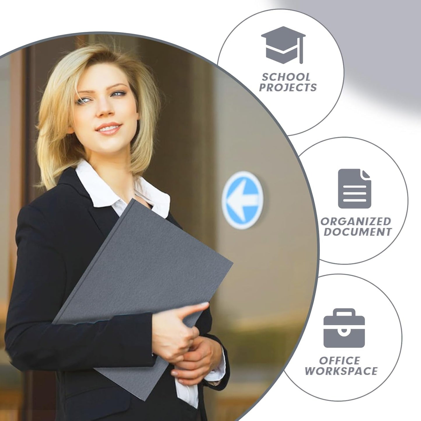 Two Pocket Folders, PANDRI 60 Pack Two Pocket Folders with Prongs, 3 Prong Folders Designed for Office and Classroom, Letter Size Grey