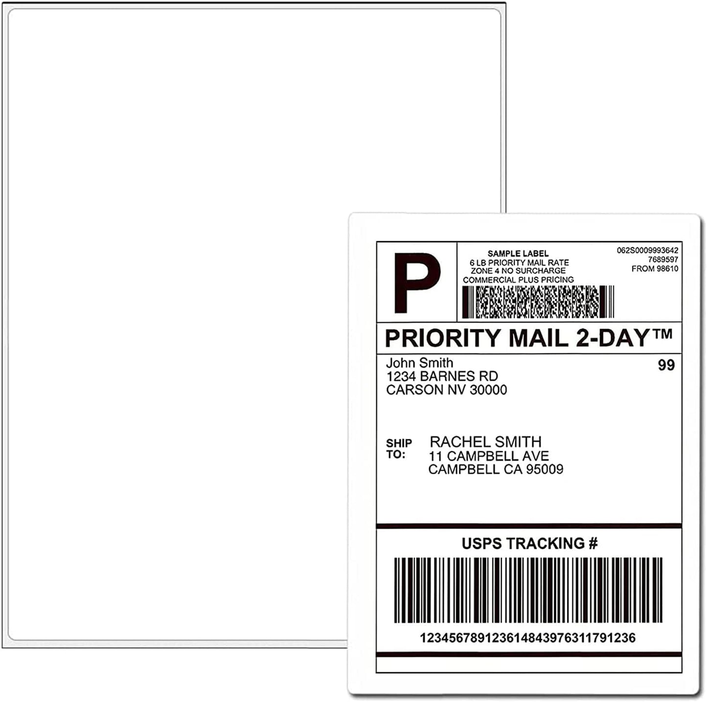 500 Full Sheet Stickers, 8.5" x 11", 500 Labels