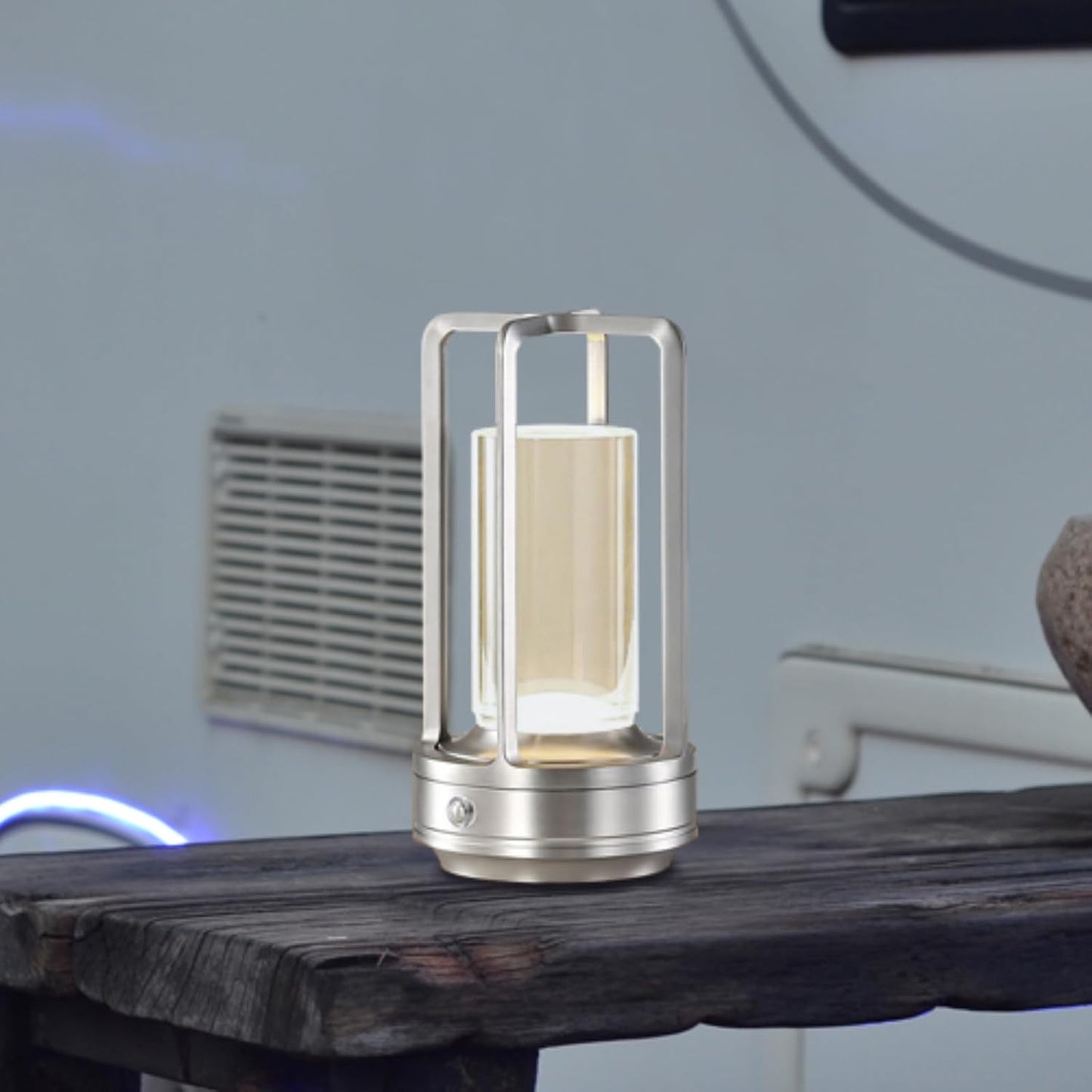 Portable Metal Table Lamp,Rechargeable Cordless LED Lamp for Indoor Outdoor, 3 Colour 4000MA Infinitely Dimming Battery Powered Small Desk Lamp, Restaurant Bedroom Bar Coffee Shop Camping Light-Silver