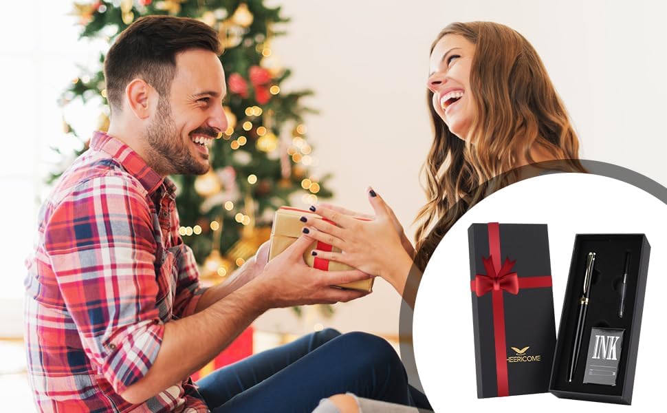 Cheericome Fountain Pen - Luxury Fountain pen set for Men & Women - Ink Pen for Smooth Writing - Fountain Pen Fine Nib,Includes 10 Ink Cartridges and Ink Refill Converter - Red