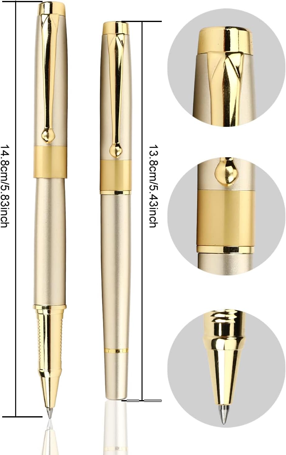 YIVONKA Ballpoint Pen Black Refill,Luxury Ballpoint Line width 0.5mm,Best Ball Pen Gift Set for Men & Women Professional Executive,Office,Nice BallPens Classy Gift Box (Gold)