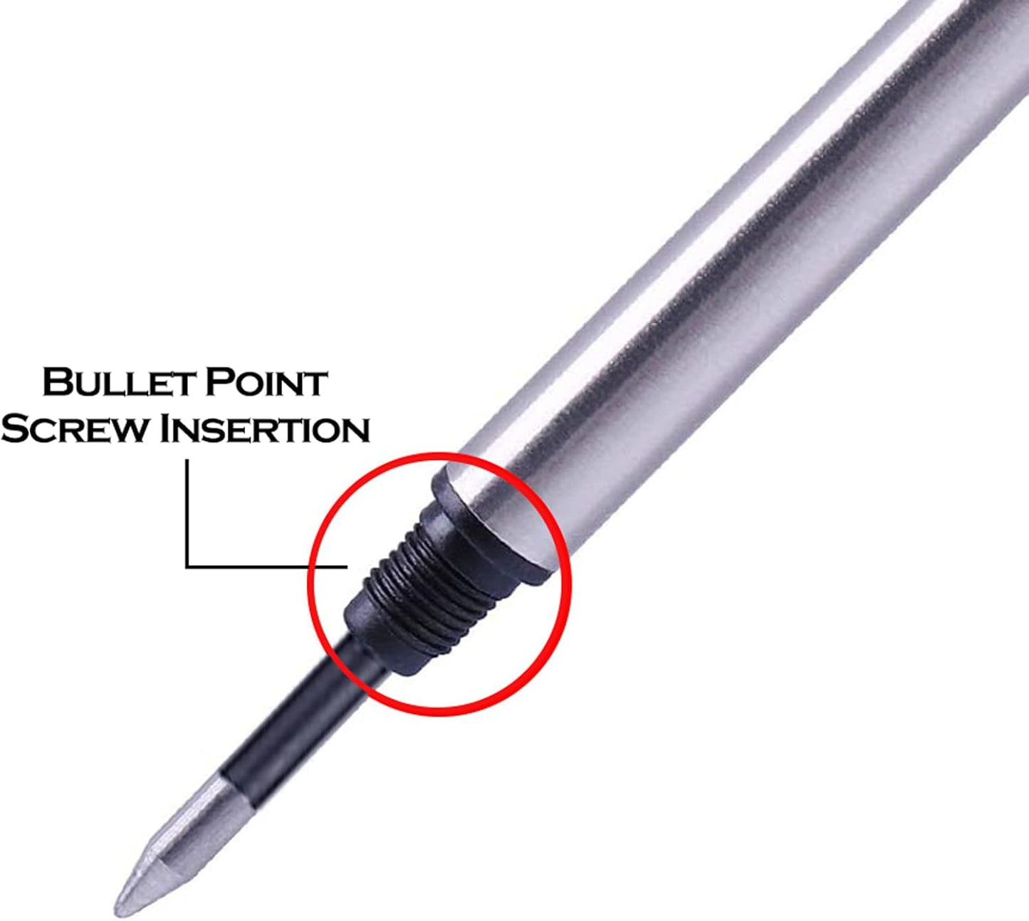 DunBong Spiral Refill, Replaceable Gel Ink Rollerball Refills 5 Pack, 0.5mm Medium Point, Threaded Rolling Ball Refills (Red)