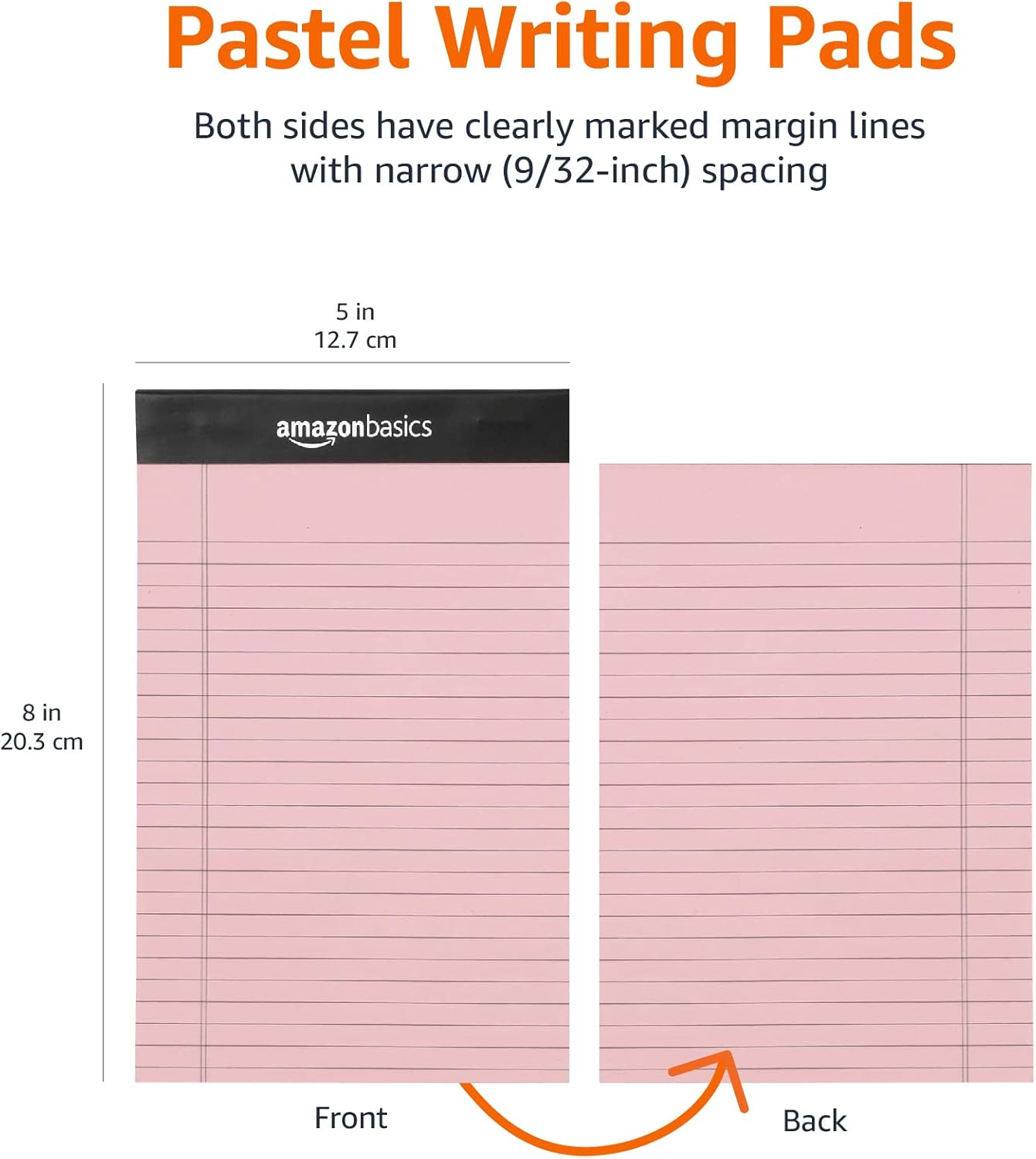 Amazon Basics Narrow Ruled 5-Inch by 8-Inch Lined Writing Note Pads, 6 Count (50 Sheet Pads), Multicolor