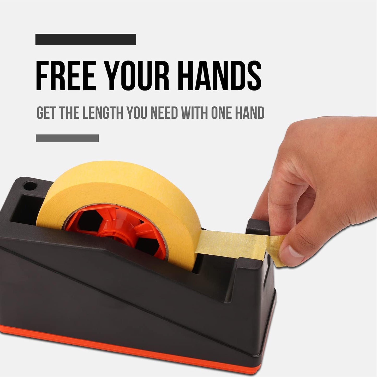 Lichamp 2 Pack Desktop Tape Dispenser Holder with Large 3 Inch Core for Masking, Heat Transfer Sublimation, Painters, Freezer and Kitchen Tapes, 0228BK