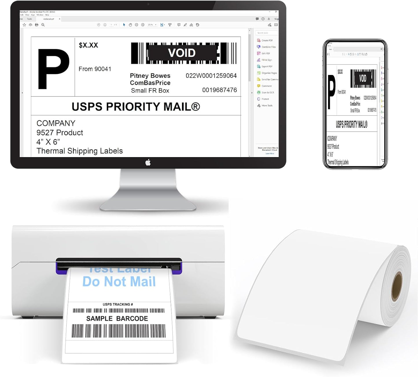 9527 Product 4x6 Blank Direct Thermal Shipping Labels for Zebra 2844 Zp-450 Zp-500 Zp-505 Direct Thermal Labels Printers, Eltron Printer, 250 Labels per Roll,Total 40 Rolls 10000 Labels