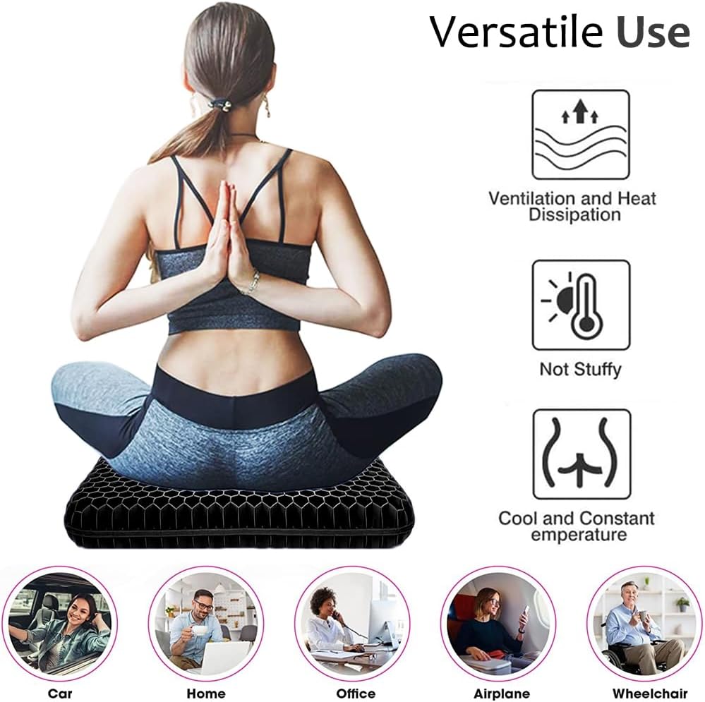 Gel Seat Cushion for Long Sitting (Super Large & Thick), Soft & Breathable, Gel Chair Cushion for Wheelchair, for Hip Pain, Gel Seat Cushion for Office Chair