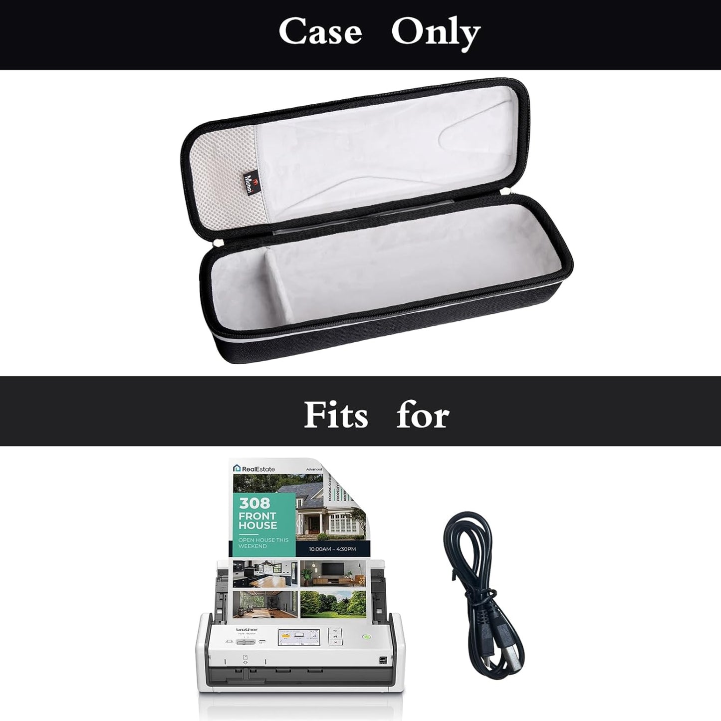 Mchoi Hard Travel Case for Brother ADS-1250W / ADS-1700W / ADS-1800W / ADS-1200 / ADS-1300 /ADS-1350w Wireless Compact Desktop Scanner Protective Storage Bag, Case Only