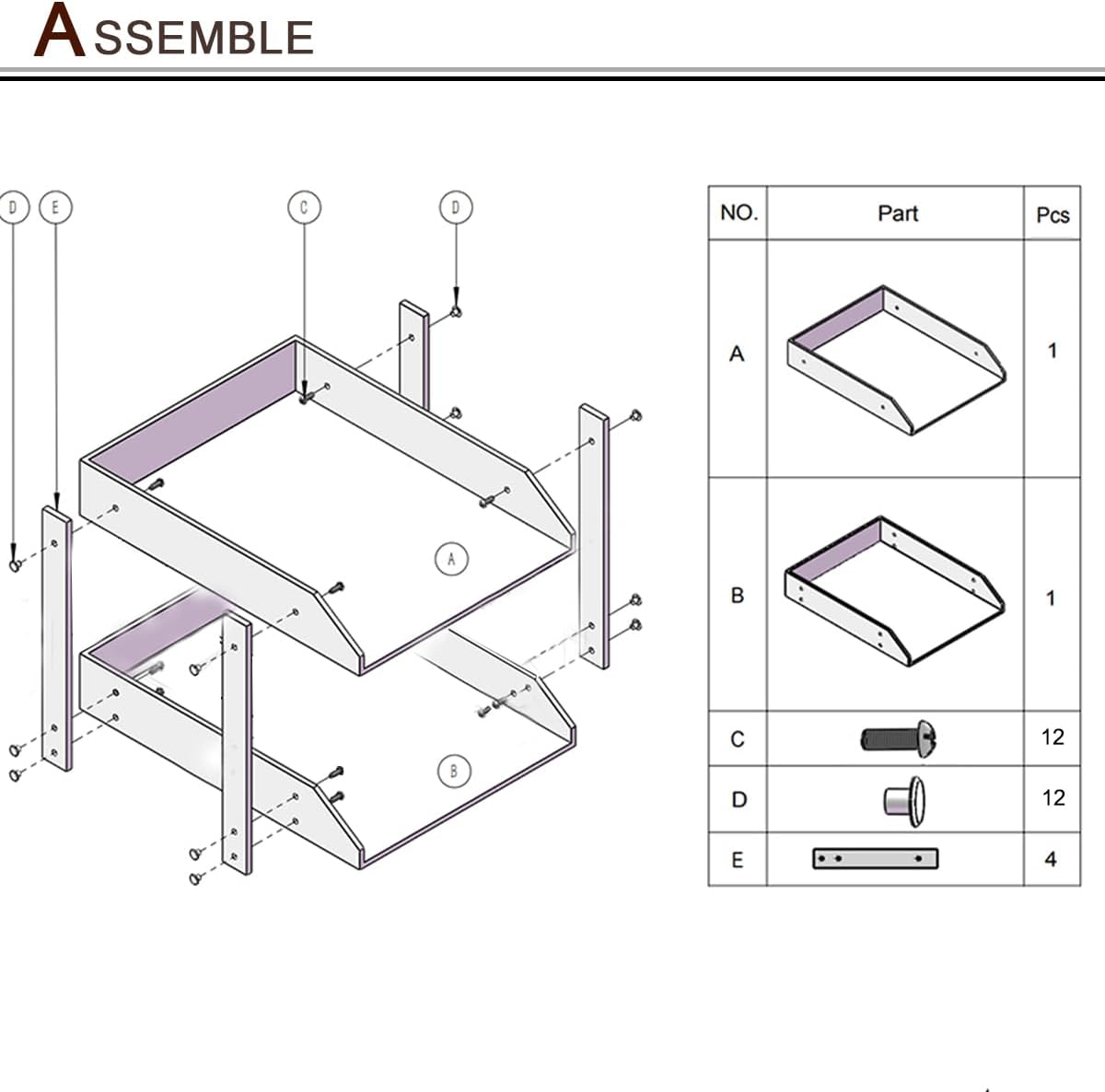 KINGFOM Letter Tray, Leather Paper Organizer Tray, Wooden Desk File Holder, Desktop File, Stackable Magazine Holder, Mail Sorter, Great for Home or Office - 2 Level Brown