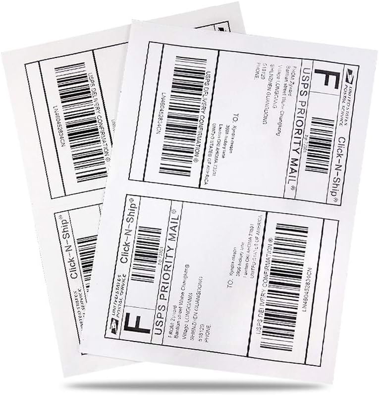 8.5" x 5.5" Half Sheet Self Adhesive Shipping Labels for Laser or Inkjet Printer (5000 Labels)