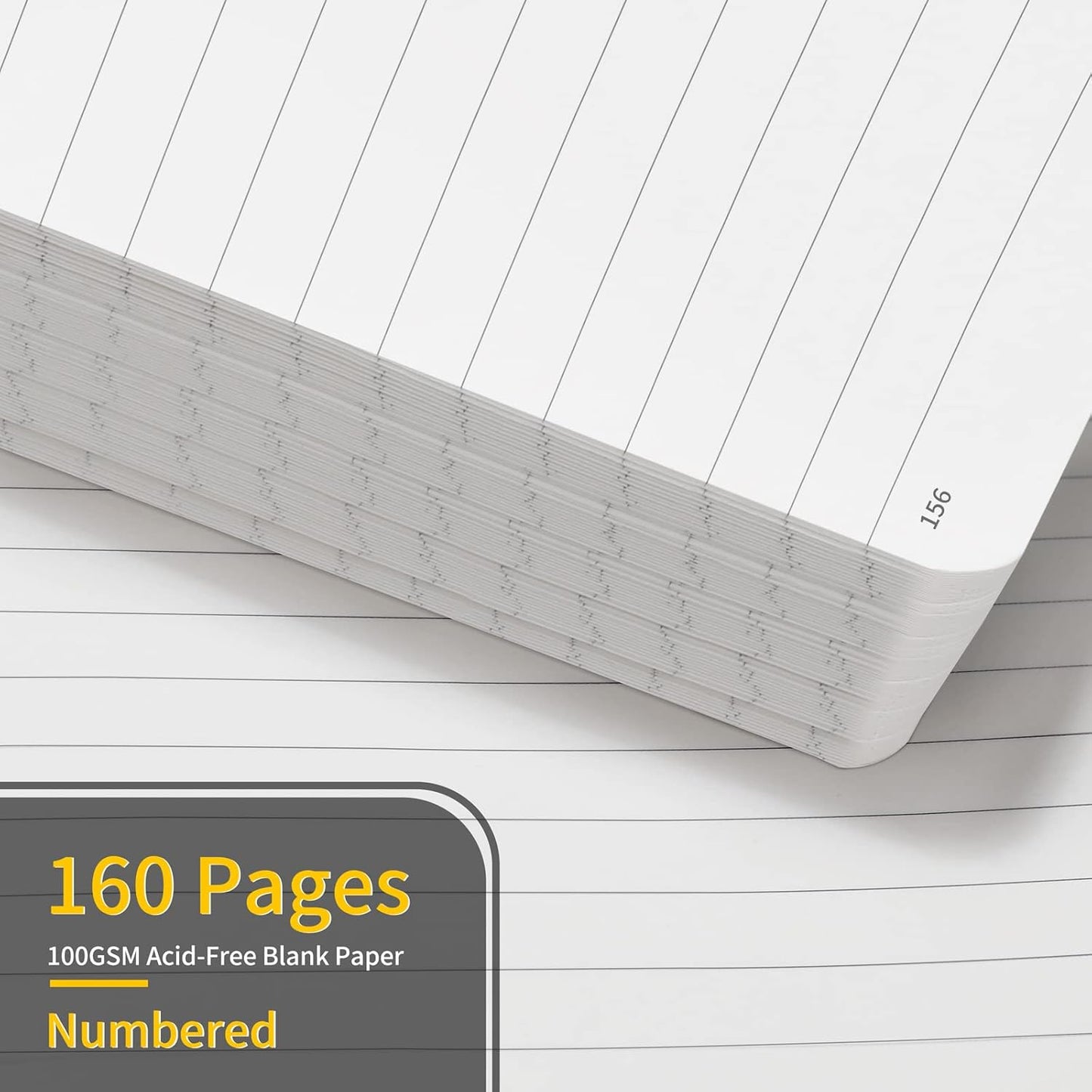 Annecy Lined Journal Notebook, Hardcover Numbered College Ruled Journal, Medium 5.5x 8.25, 160 Pages 100GSM Writing Paper, Turquoise