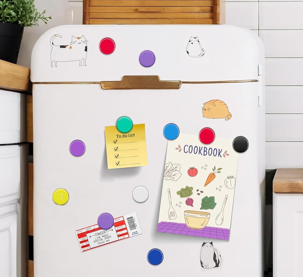 Qualsen Fridge Magnets, Cute Refrigerator Magnets for Whiteboard, Locker, Office, Classroom, Kitchen (20Pcs-Black+White)