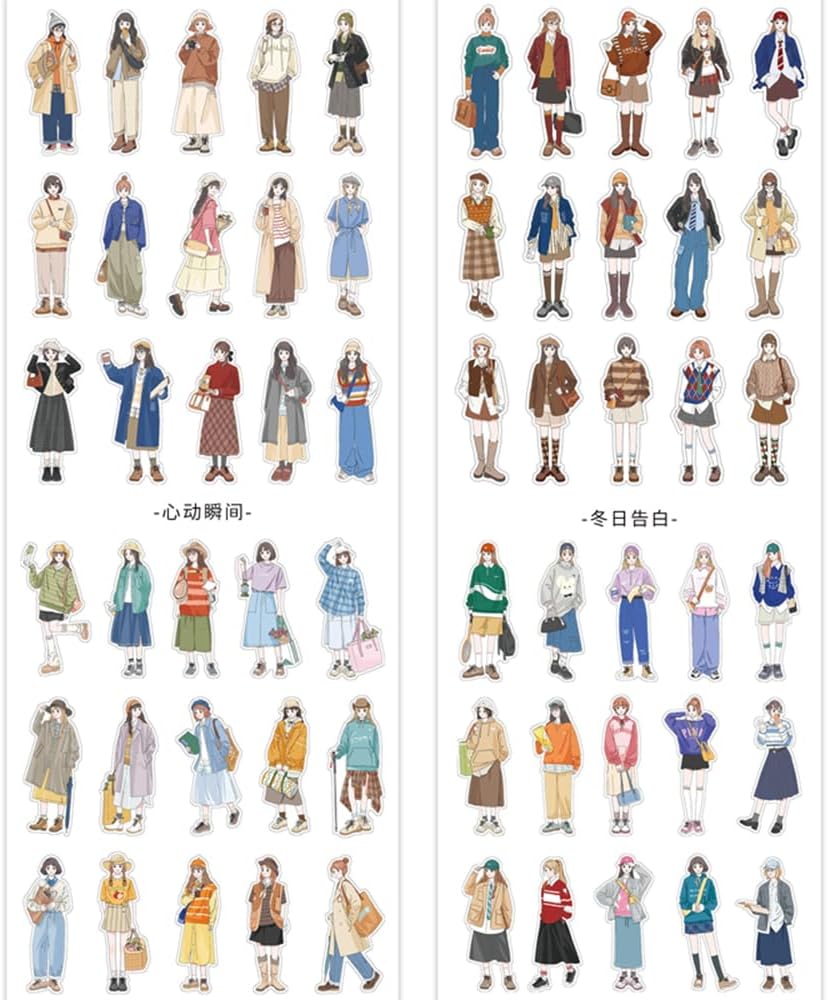 Alideco 120pcs Scrapbook Stickers Kawaii Fashion Girls People Journaling Scrapbooking Junk Journal Crafts Embelishment Decoration Diary Stickers (sijiyouni)