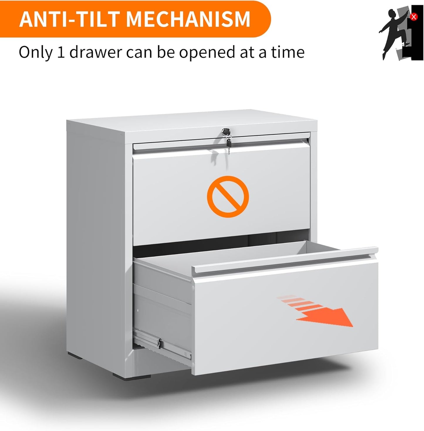 Locking Filing Cabinet with 2 Drawer Heavy Duty Large Metal Cabinets Home Office Lateral File Cabinets Wide Steel Cabinet for Legal/Letter Size File,Assembly Required