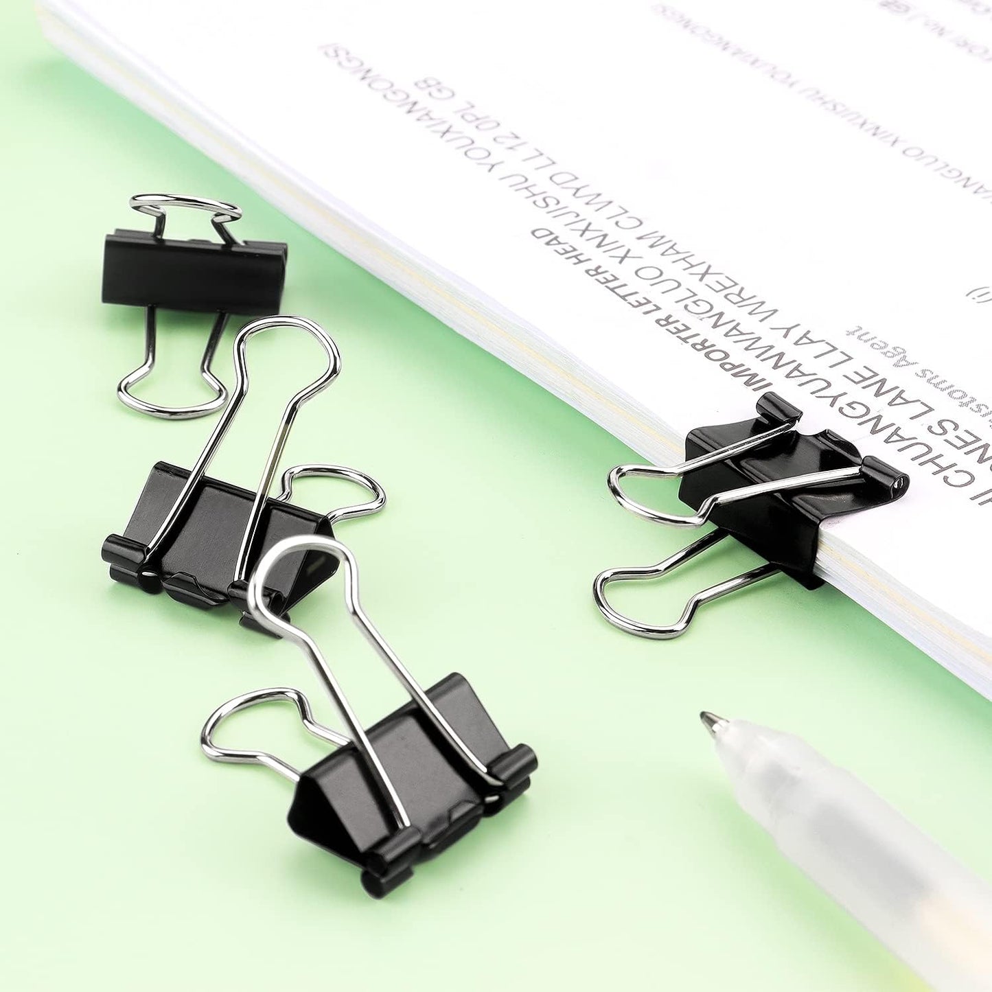ZZTX Black Binder Clips Paper Clamps Clips Small Size, 0.75 Inches, 36 Pack