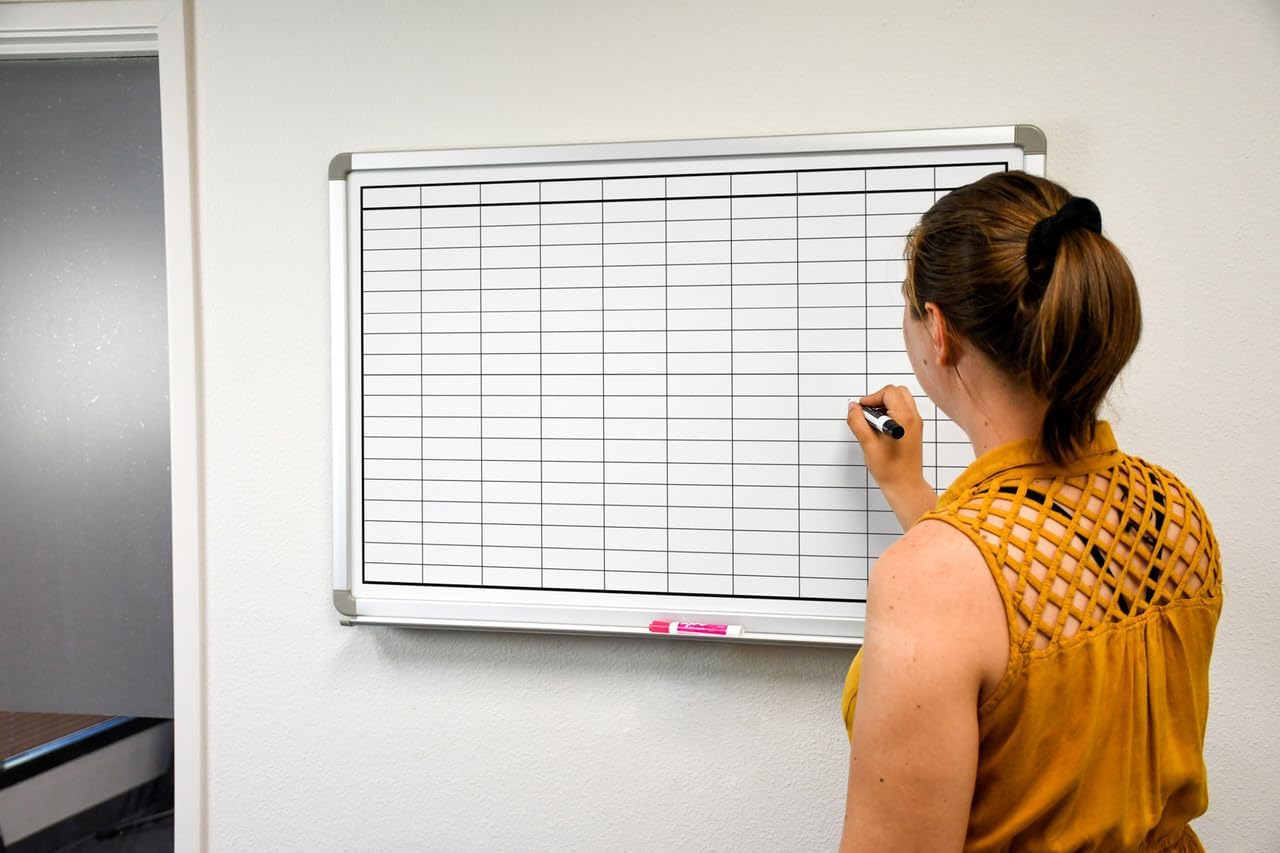 Blank Grid Dry-Erase Whiteboard 36" x 24"