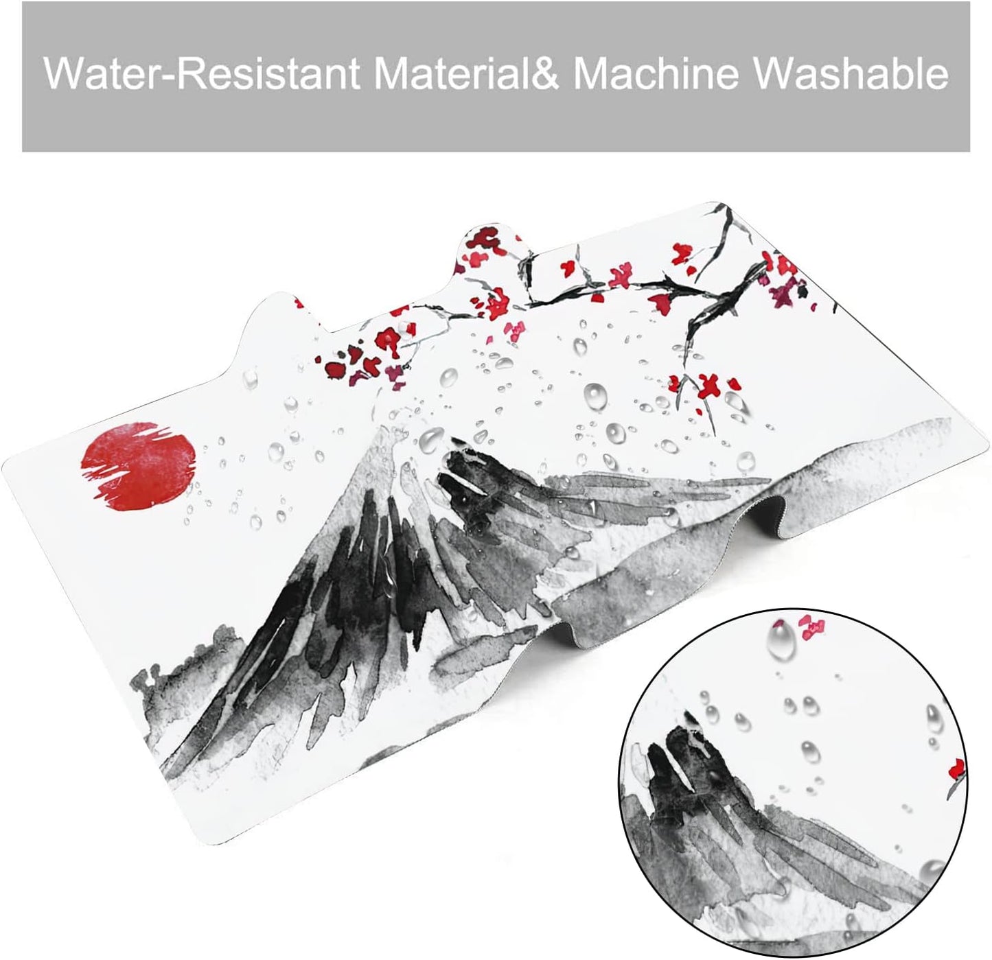 Japan Traditional Sumi-e Painting Extended Gaming Mouse Pad Large Desk Mat with Non-Slip Rubber Base and Stitched Edges,Keyboard Mouse Mat Desk Pad for Work,Game,Office,Home 35.4 * 15.7 Inch