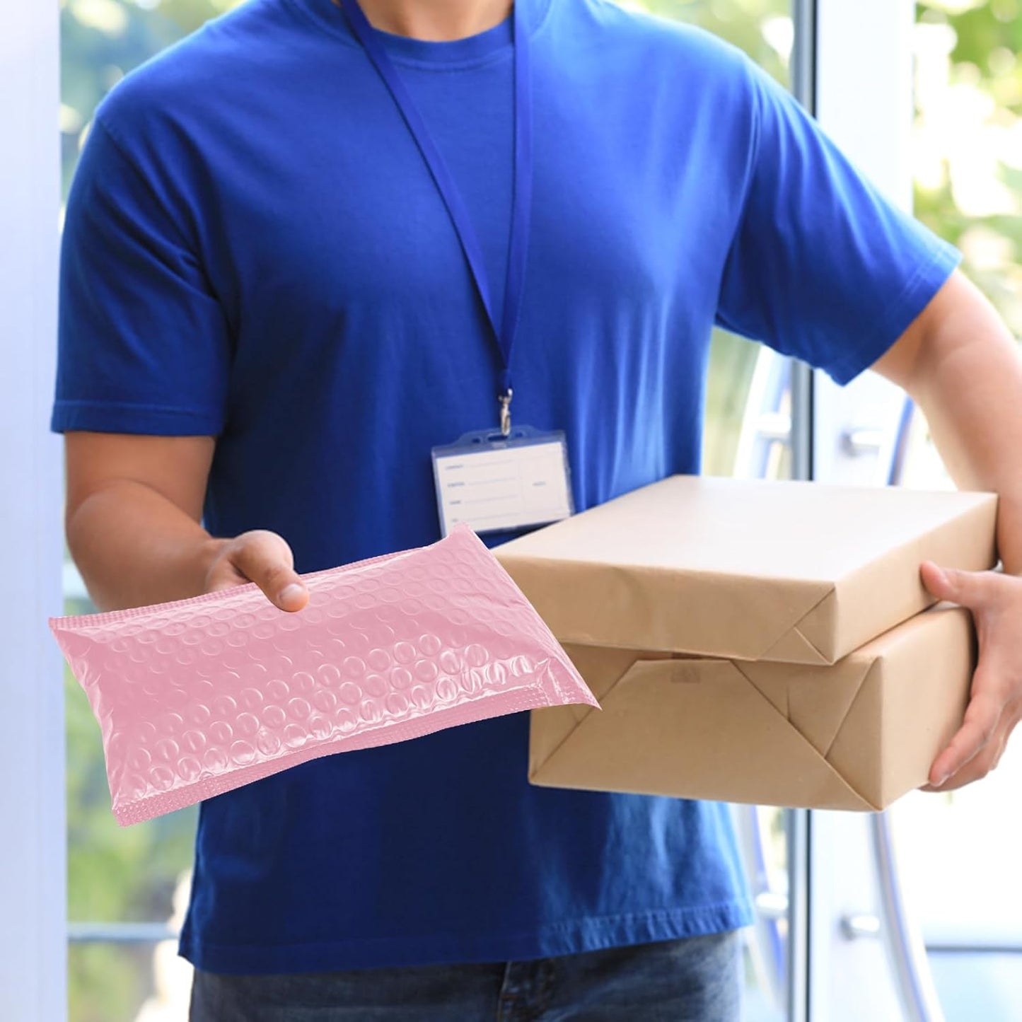 Poly Bubble Mailers 4x8 Padded Envelopes #000 50pcs, Self Seal Shipping Envelopes Padded Packaging for Small Business (Pink)