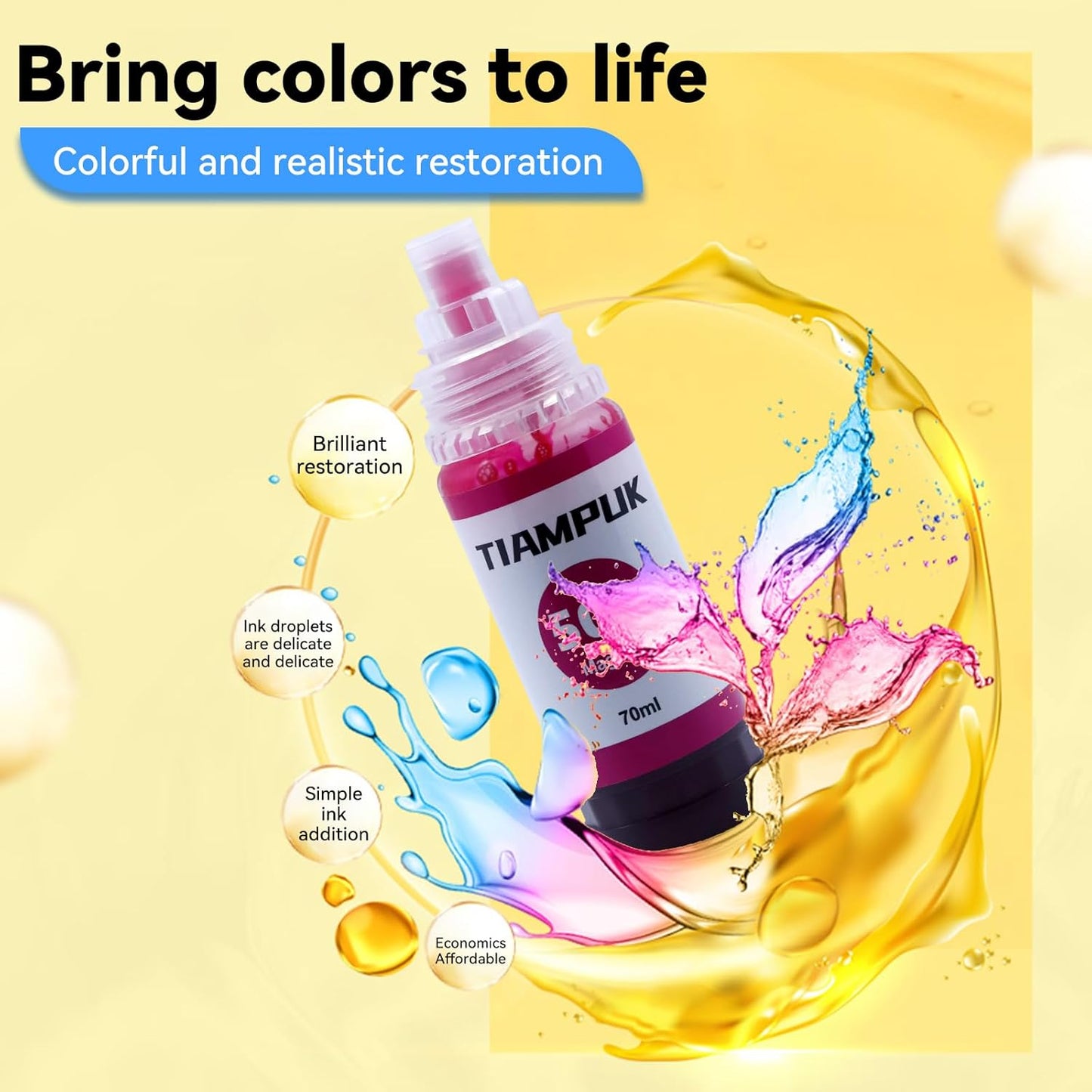 5 Pack T502 502 Ink Refill for Ecotank ET-4850 ET-4760 ET2750 ET-3760 ST-4000 ET-15000 ET-2850 ST-2000 ET-3710 ET-3850 ET-3750 ET-3830 ET4750 ET3700 ST3000 ET2700 ET2760 Printer