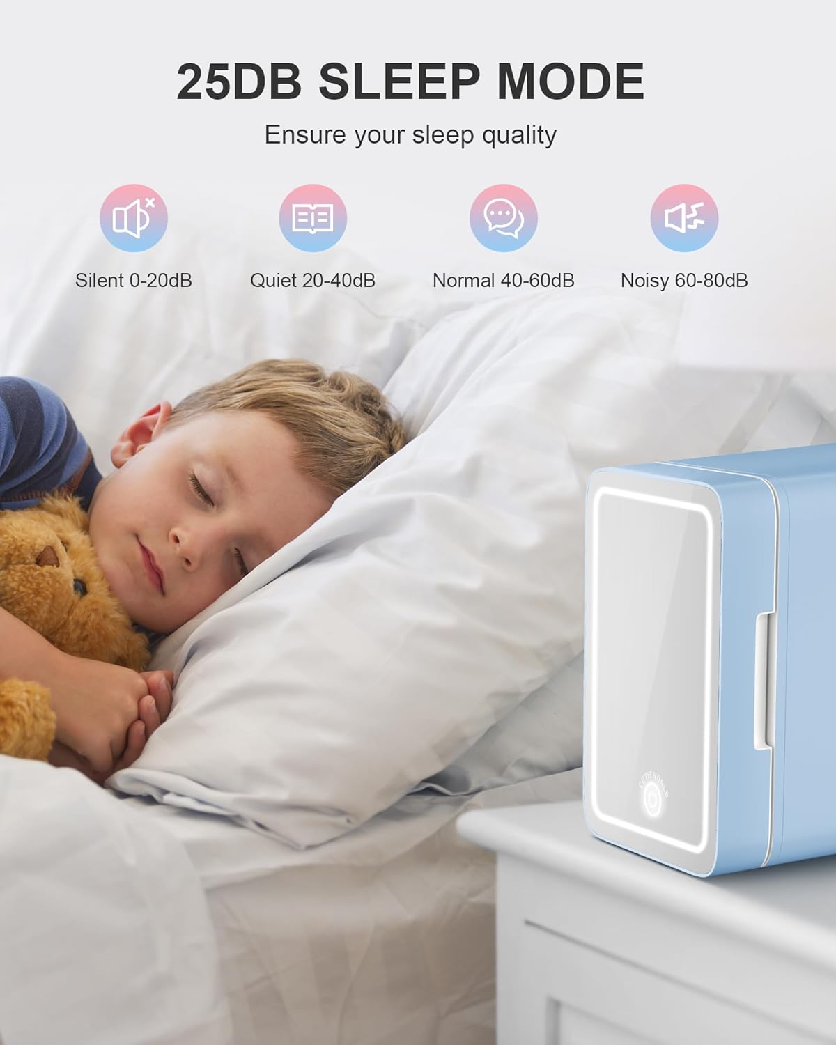 Skincare Fridge With Dimmable LED Light Mirror, 4L Makeup Mini Fridge for Bedroom, Car, Office & Dorm, Cooler & Warmer, Portable Small Refrigerator for Cosmetics, Skin Care and Food, Blue