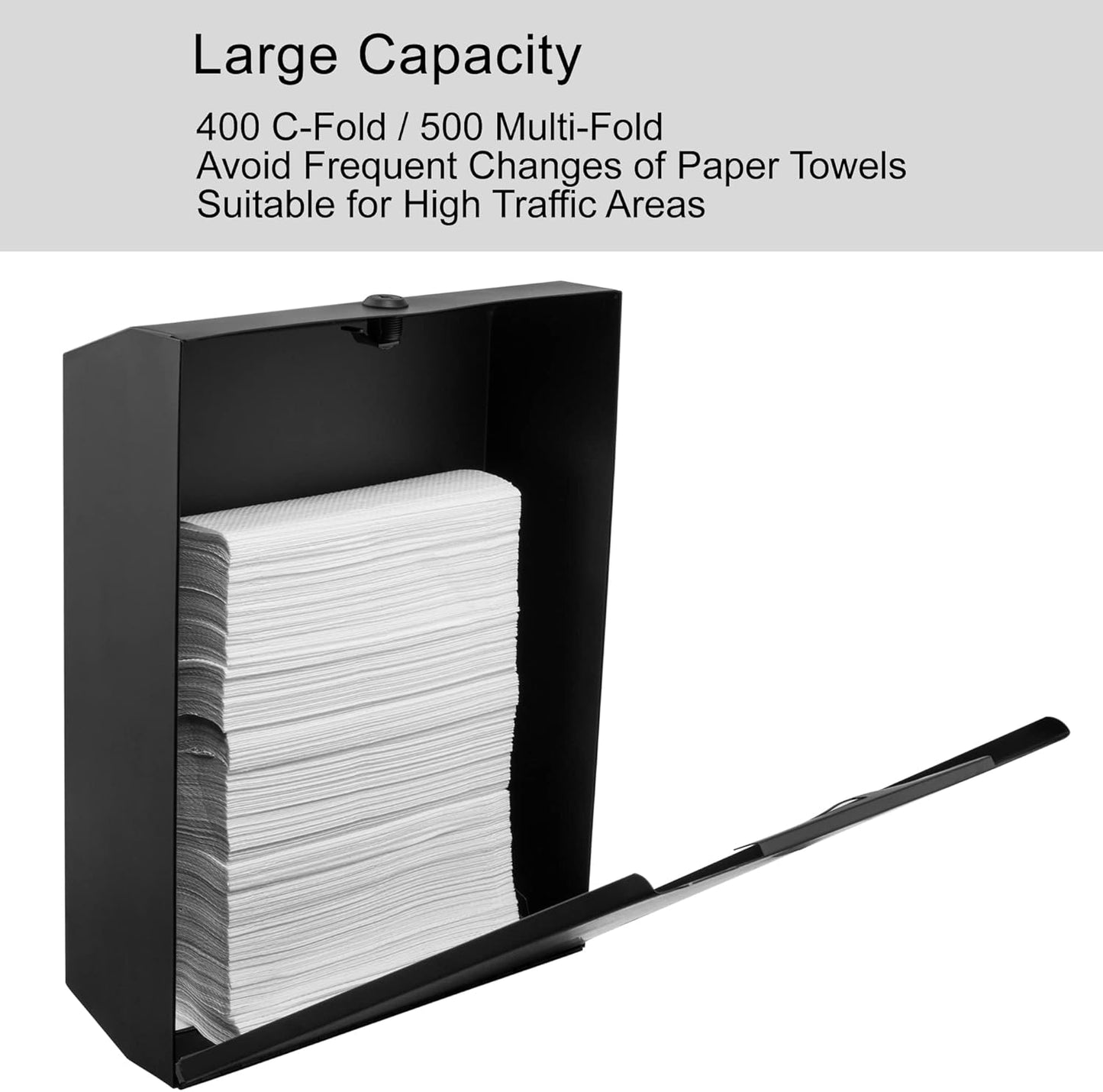 Paper Towel Dispenser, Commercial Stainless Steel Tri-fold/Multi-fold/C-Fold Paper Towel Holder Wall Mount Key (Black)