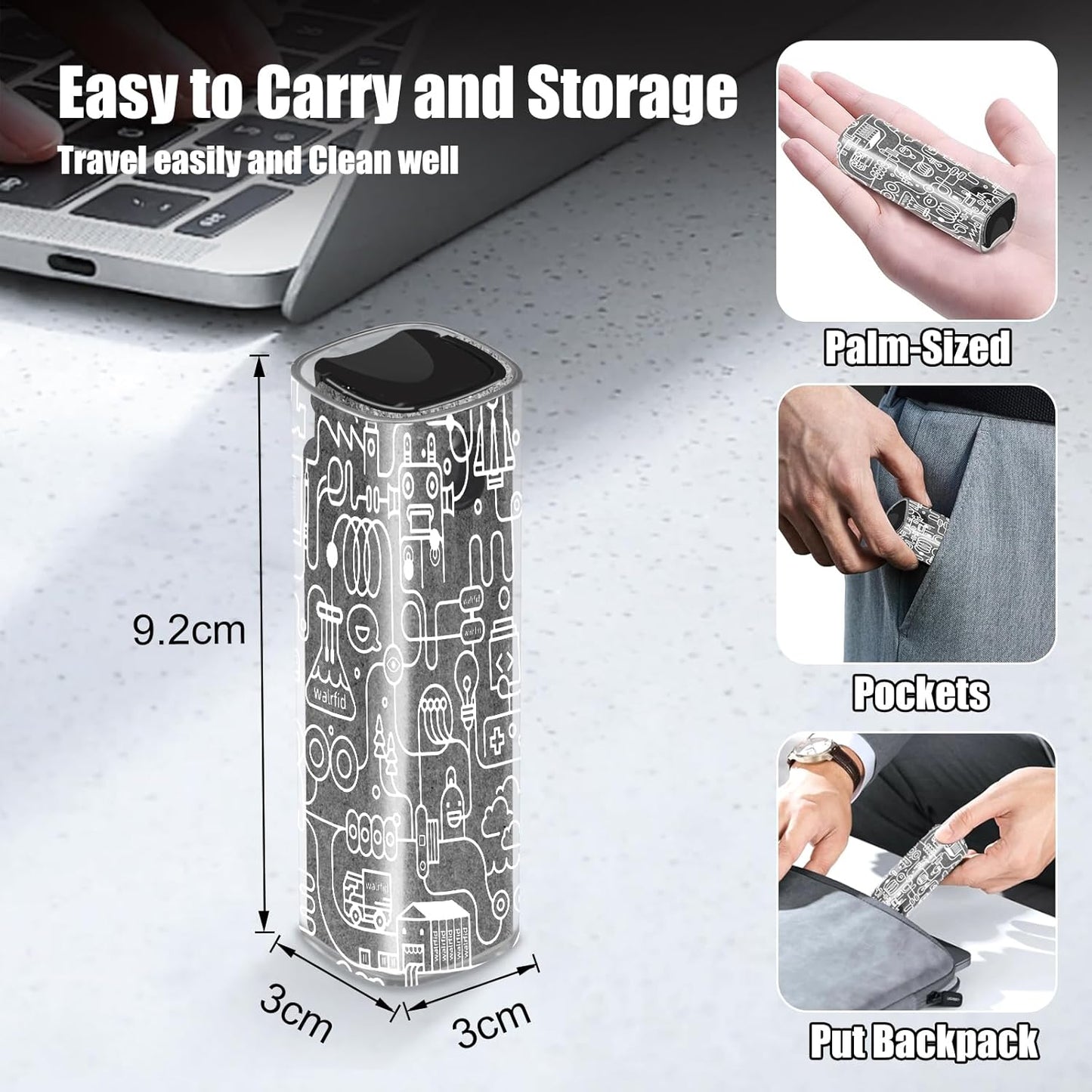 walrfid 2 Pack Car Screen Cleaner, Computer Screen Cleaner Spray and Wipe, Laptop Cleaning Mist Kit for Electronic iPad, iPhone, Phone, MacBook, TV, Monitor Display, with Graffiti Case, Grey Pink