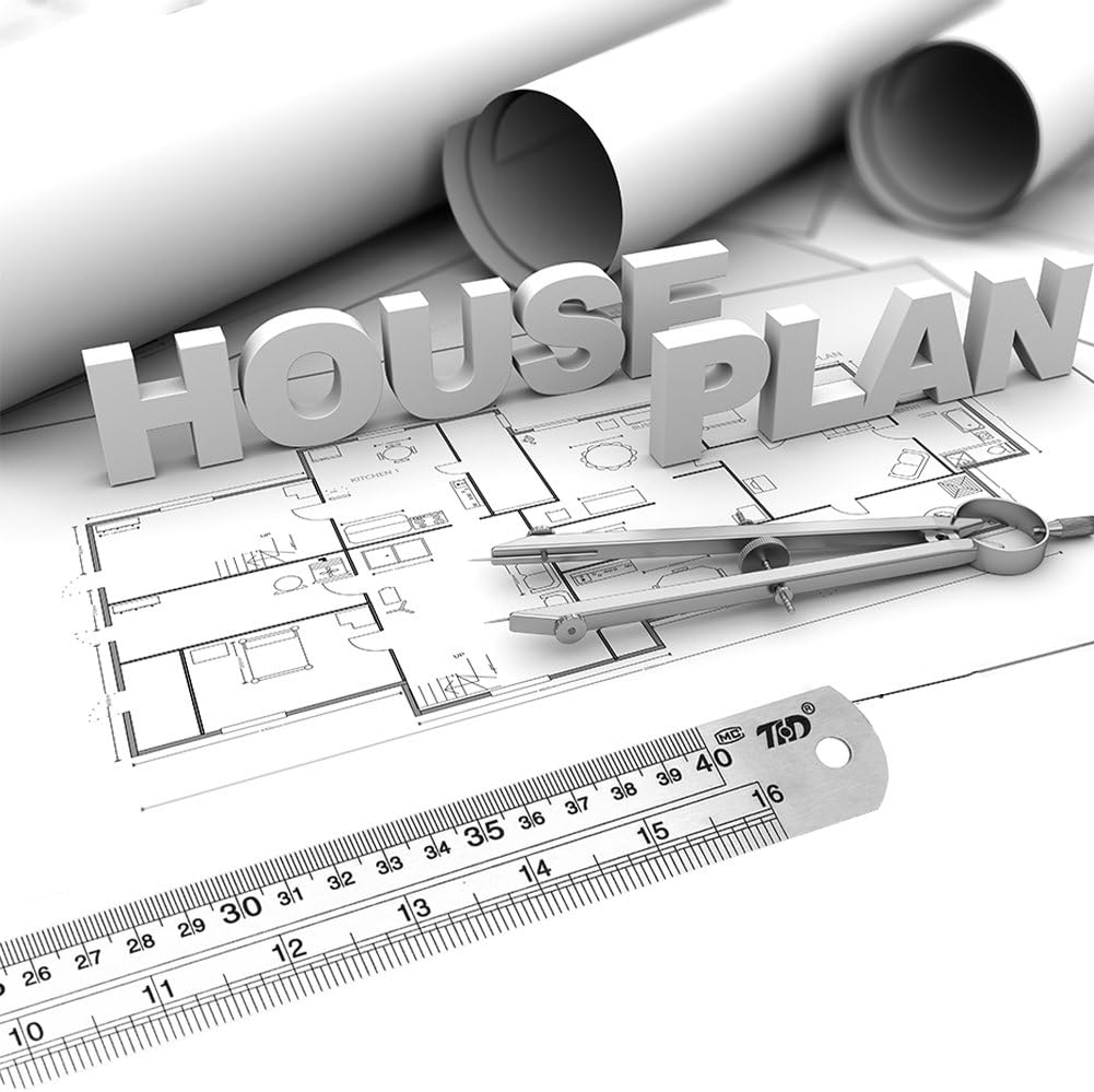 ZZTX Classic 12 Inch Stainless Steel Ruler Set of 6, Heavy Duty, Straight Edge, Non-Bendable, Rust & Corrosion Resistant