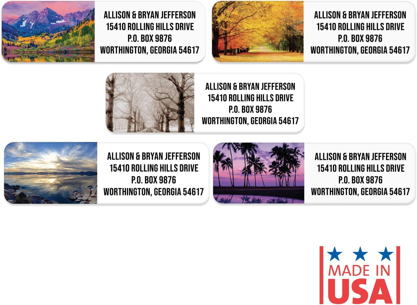 Scenic Landscape Rolled Address Labels / 500 Personalized Return Address Labels/Designer Address Stickers in Elegant Plastic Dispenser