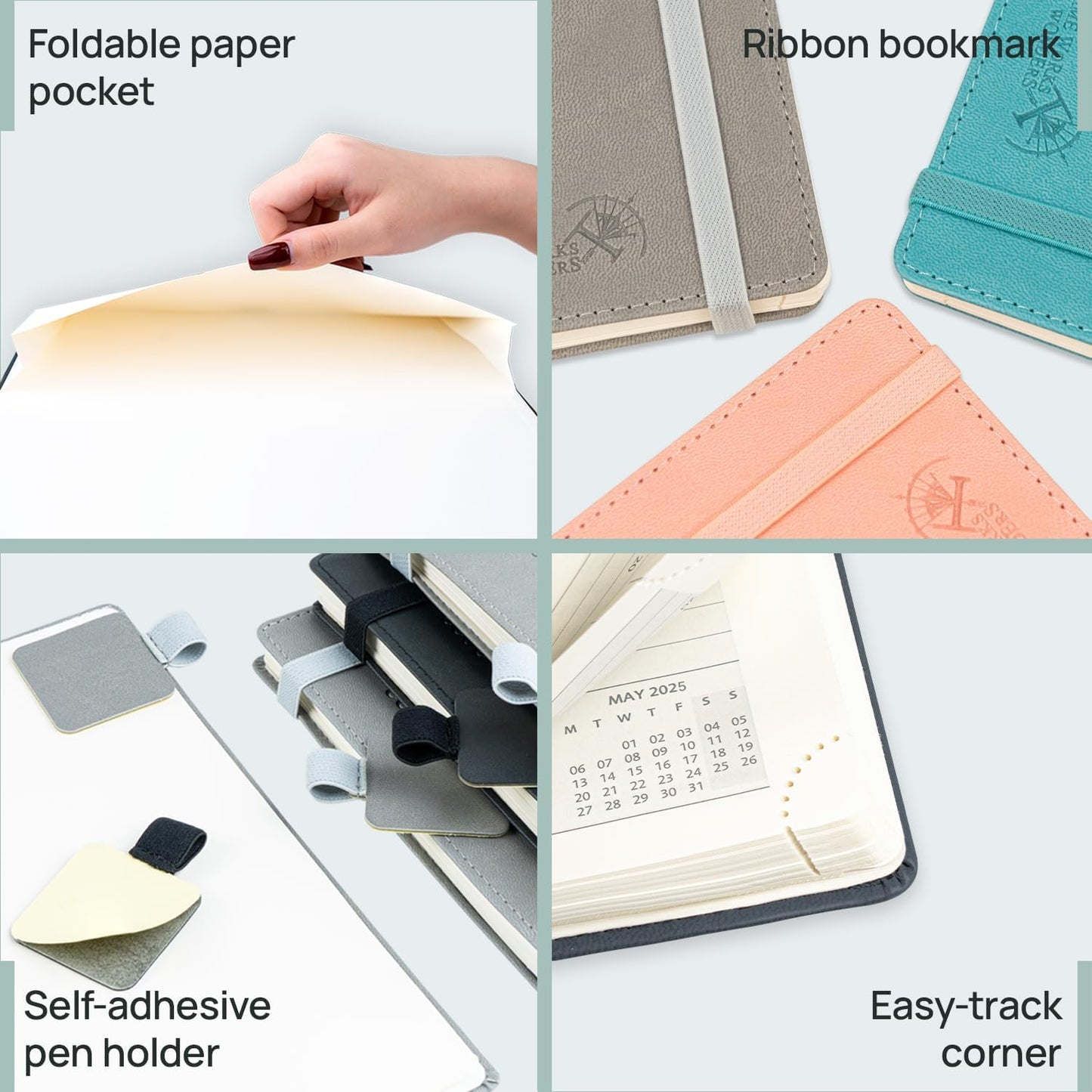 POPRUN Planner 2025-2026 (Large - 8.5'' x 10.5'') Academic Weekly Calendar (July 2025 - June 2026) with Hourly Time Slots, Monthly Tabs, 100GSM Thick Papers, Leather Soft Cover - Pacific Green